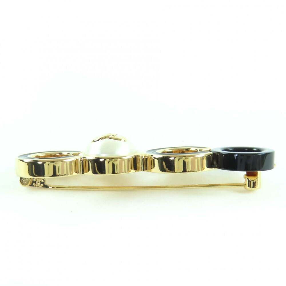 CHANEL Authentic Black Pearl Logo Brooch - Picture 4 of 8